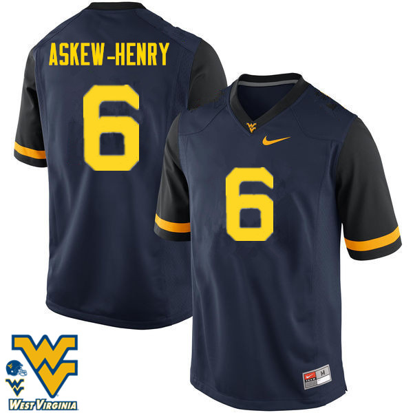 Men #6 Dravon Askew-Henry West Virginia Mountaineers College Football Jerseys-Navy - Click Image to Close